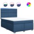 Cama box spring con colchón tela azul 140x190