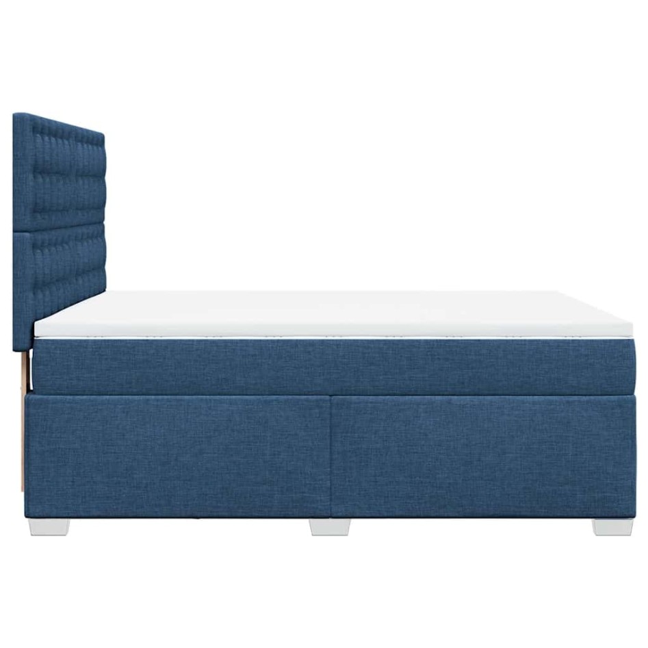 Cama box spring con colchón tela azul 140x190