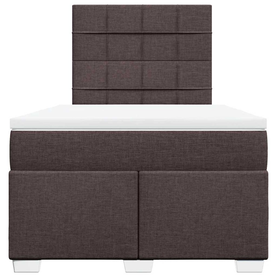 Cama box spring con colchón tela marrón oscuro 120x200