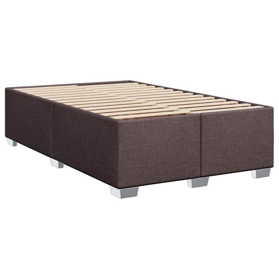 Cama box spring con colchón tela marrón oscuro 120x200