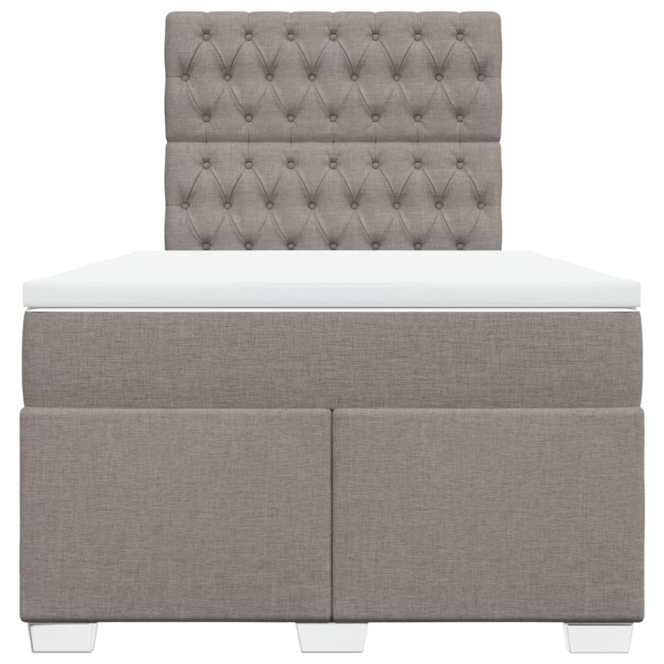 Cama box spring con colchón tela gris taupe 120x200