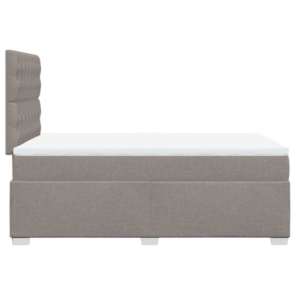 Cama box spring con colchón tela gris taupe 120x200