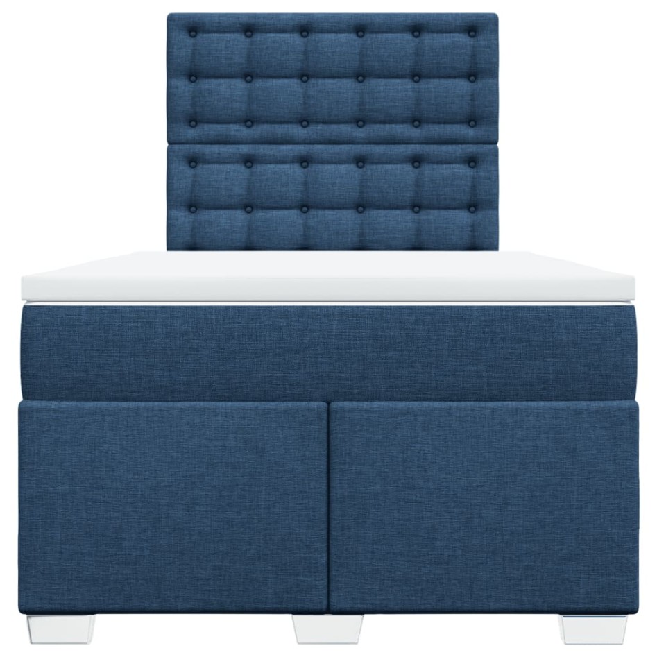 Cama box spring con colchón tela azul 120x190