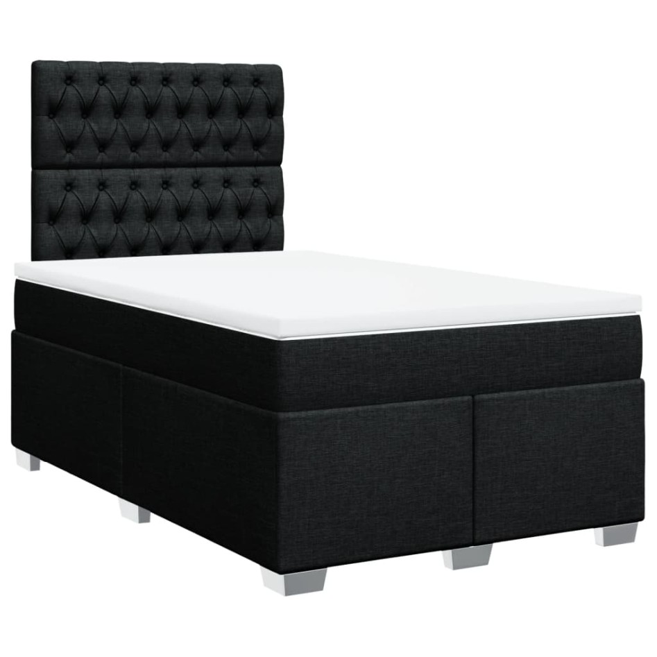 Cama box spring con colchón tela negro 120x200