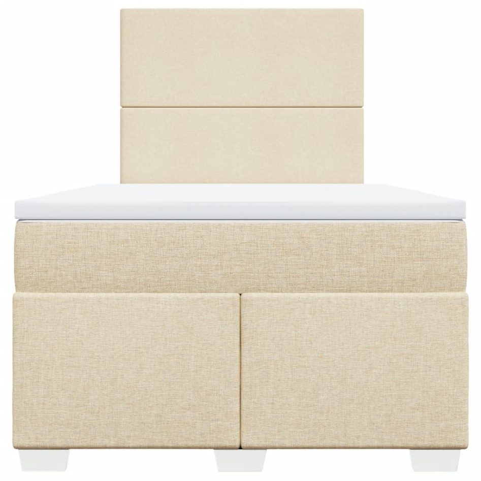 Cama box spring con colchón tela color crema 120x200