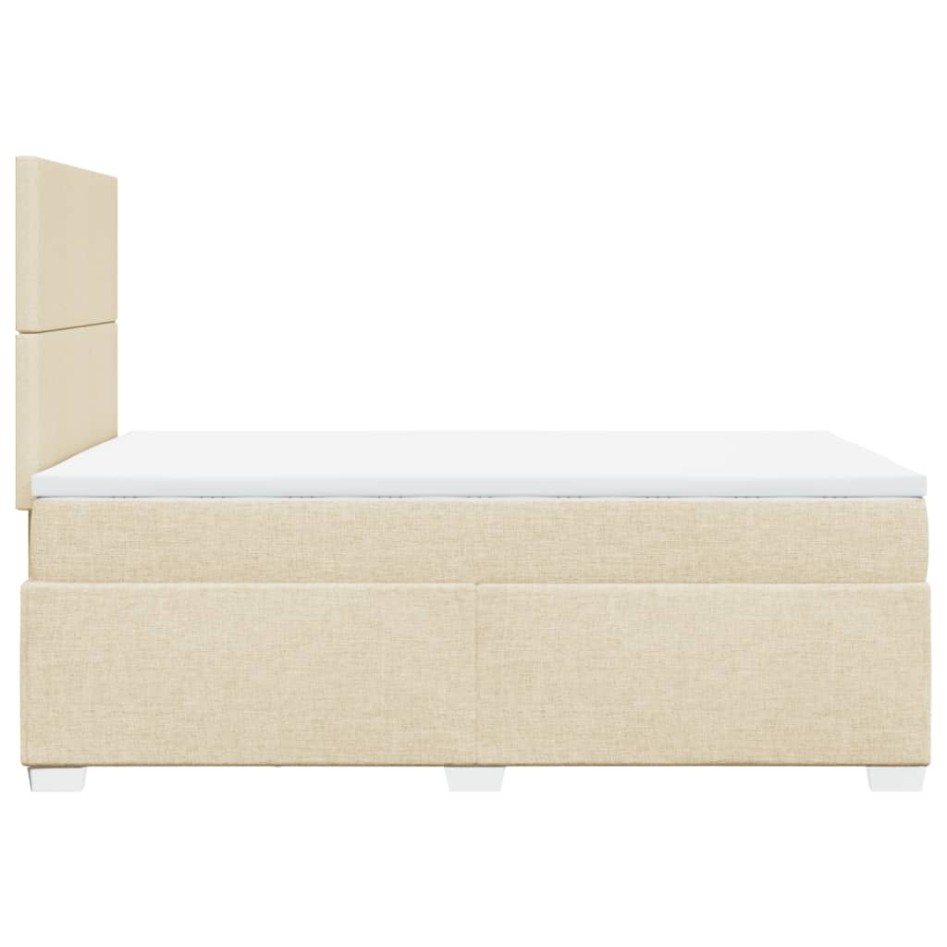 Cama box spring con colchón tela color crema 120x200