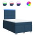 Cama box spring con colchón tela azul 120x190