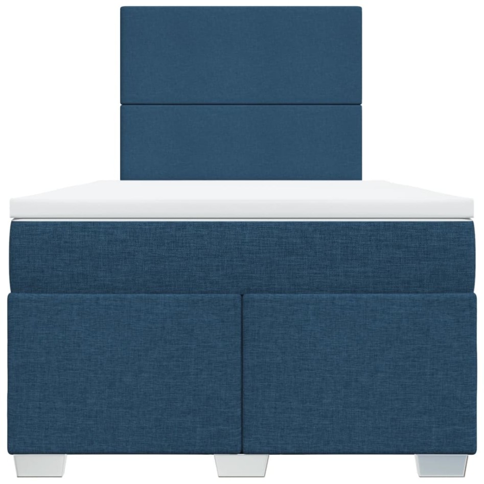 Cama box spring con colchón tela azul 120x190