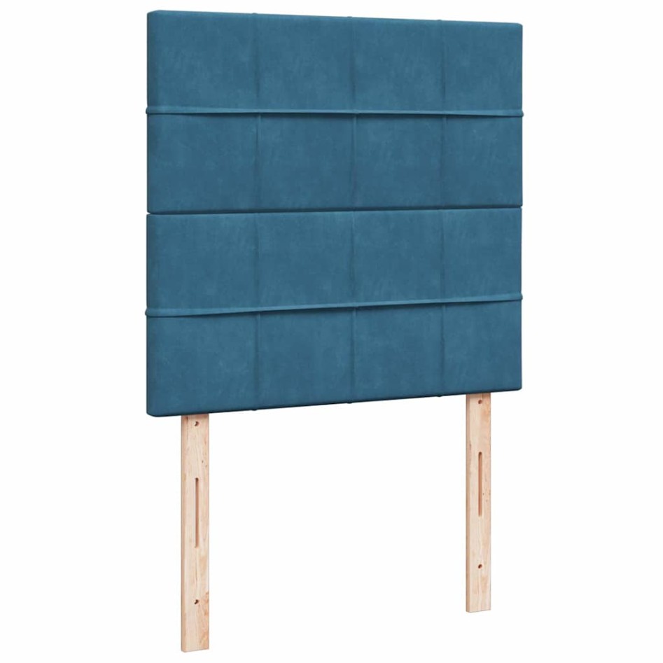 Cama box spring con colchón terciopelo azul oscuro 80x200