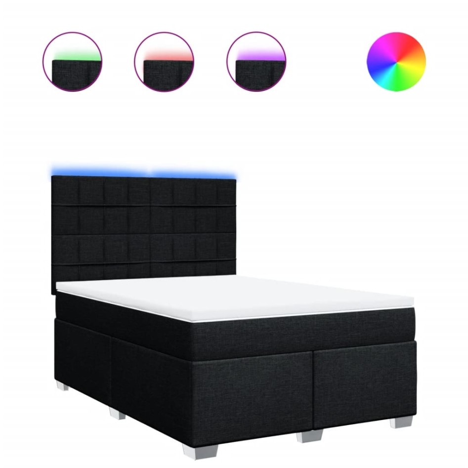 Cama box spring con colchón tela negro 140x190