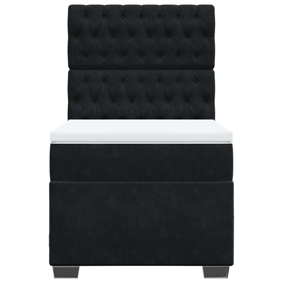 Cama box spring con colchón terciopelo negro 80x200