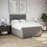 Cama box spring con colchón tela gris taupe 140x190