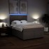 Cama box spring con colchón tela gris taupe 140x190
