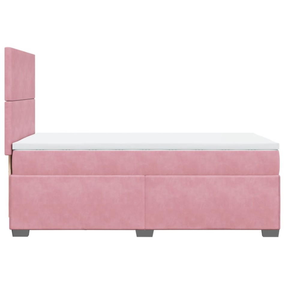 Cama box spring con colchón terciopelo rosa 90x200