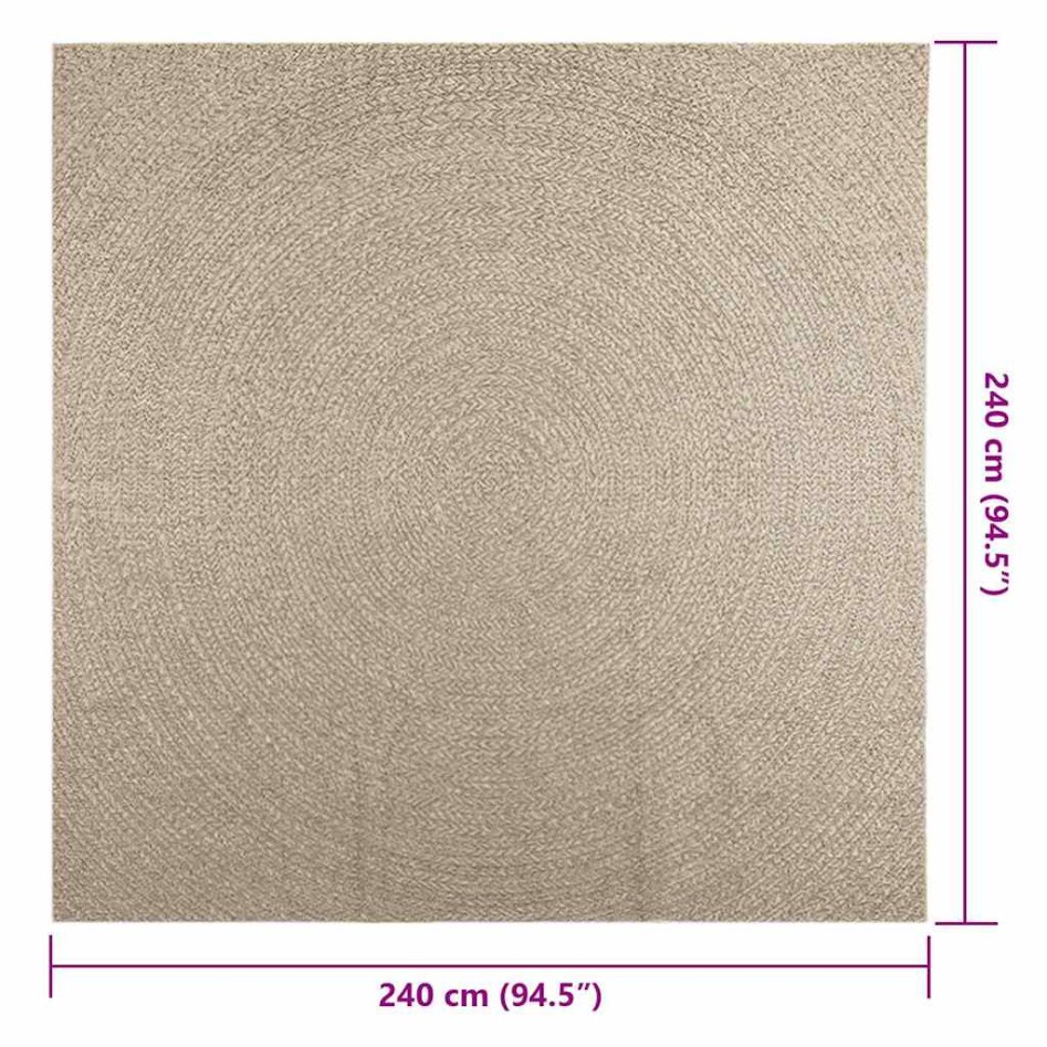Alfombra ZIZUR aspecto yute interior/exterior beige 240x240