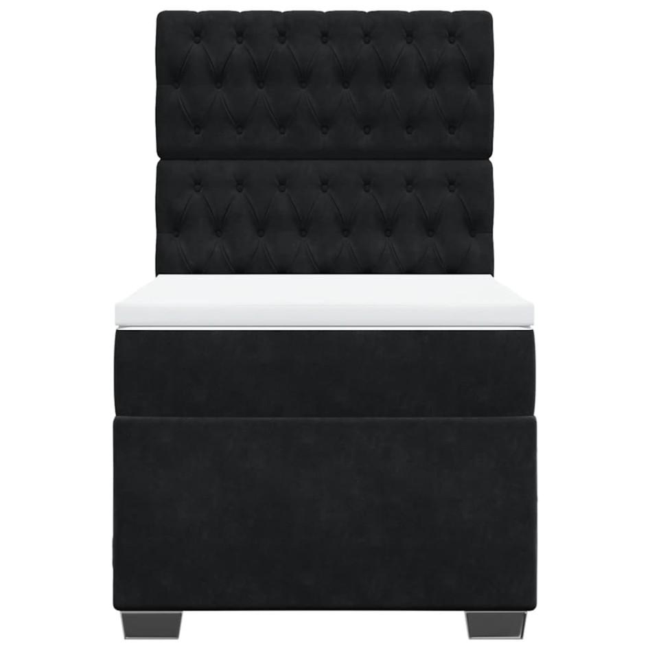 Cama box spring con colchón terciopelo negro 100x200