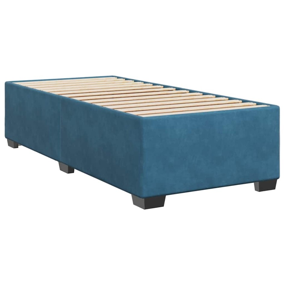 Cama box spring con colchón terciopelo azul 90x190