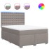Cama box spring con colchón tela gris taupe 140x190