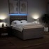 Cama box spring con colchón tela gris taupe 140x190