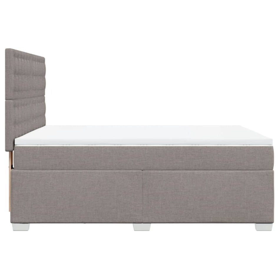 Cama box spring con colchón tela gris taupe 140x190