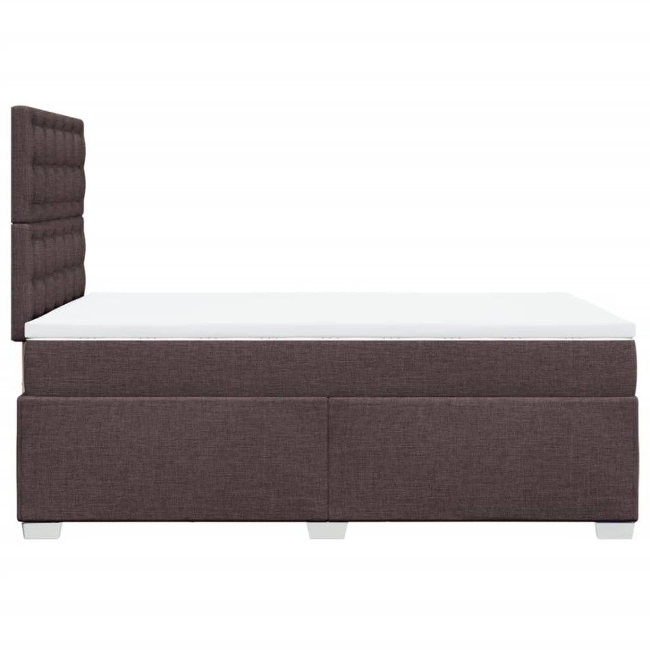 Cama box spring con colchón tela marrón oscuro 120x200