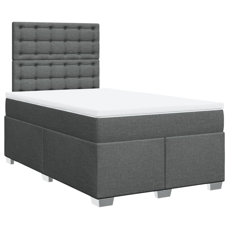 Cama box spring con colchón tela gris oscuro 120x200