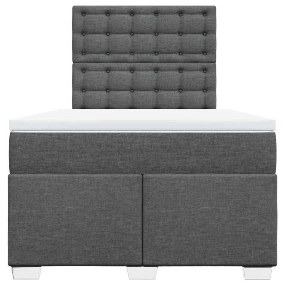 Cama box spring con colchón tela gris oscuro 120x200