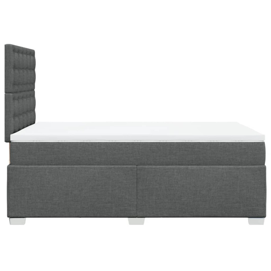 Cama box spring con colchón tela gris oscuro 120x200