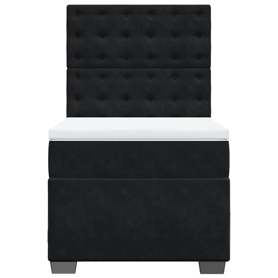Cama box spring con colchón cuero sintético negro 90x190