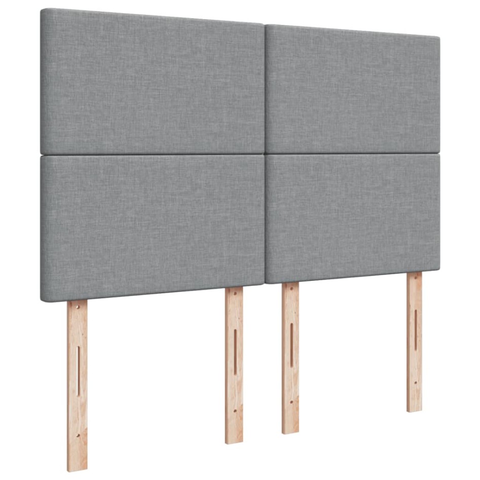 Cama box spring con colchón tela gris claro 140x190