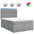 Cama box spring con colchón tela gris claro 140x190
