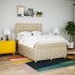Cama box spring con colchón tela color crema 140x200