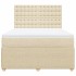 Cama box spring con colchón tela color crema 140x200