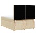Cama box spring con colchón tela color crema 140x200