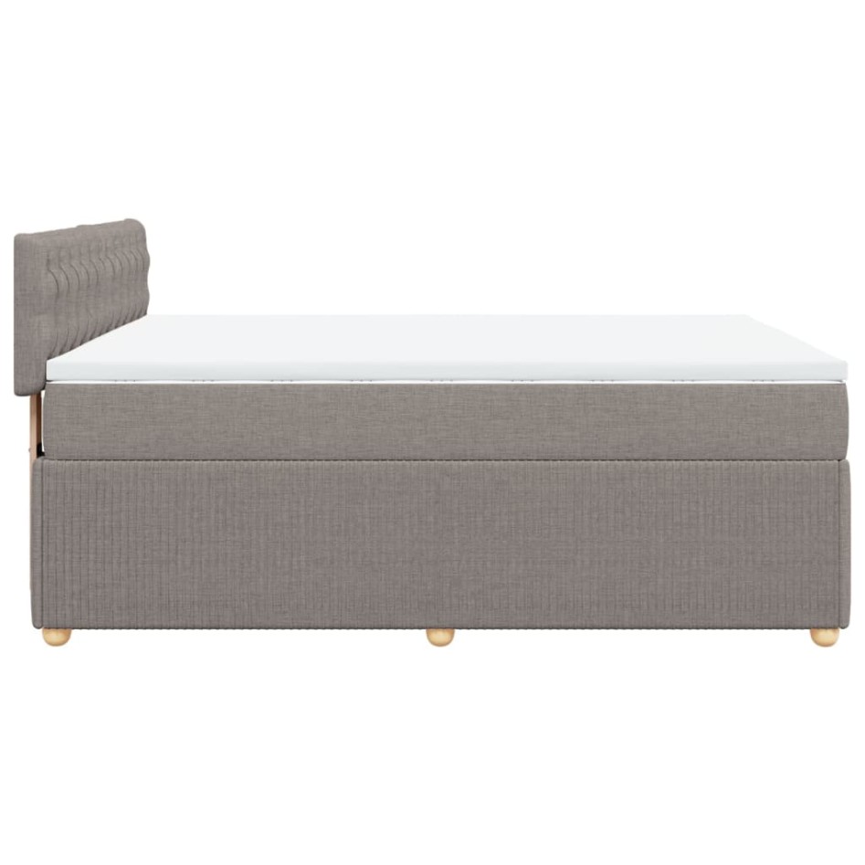 Cama box spring con colchón tela gris taupe 160x200