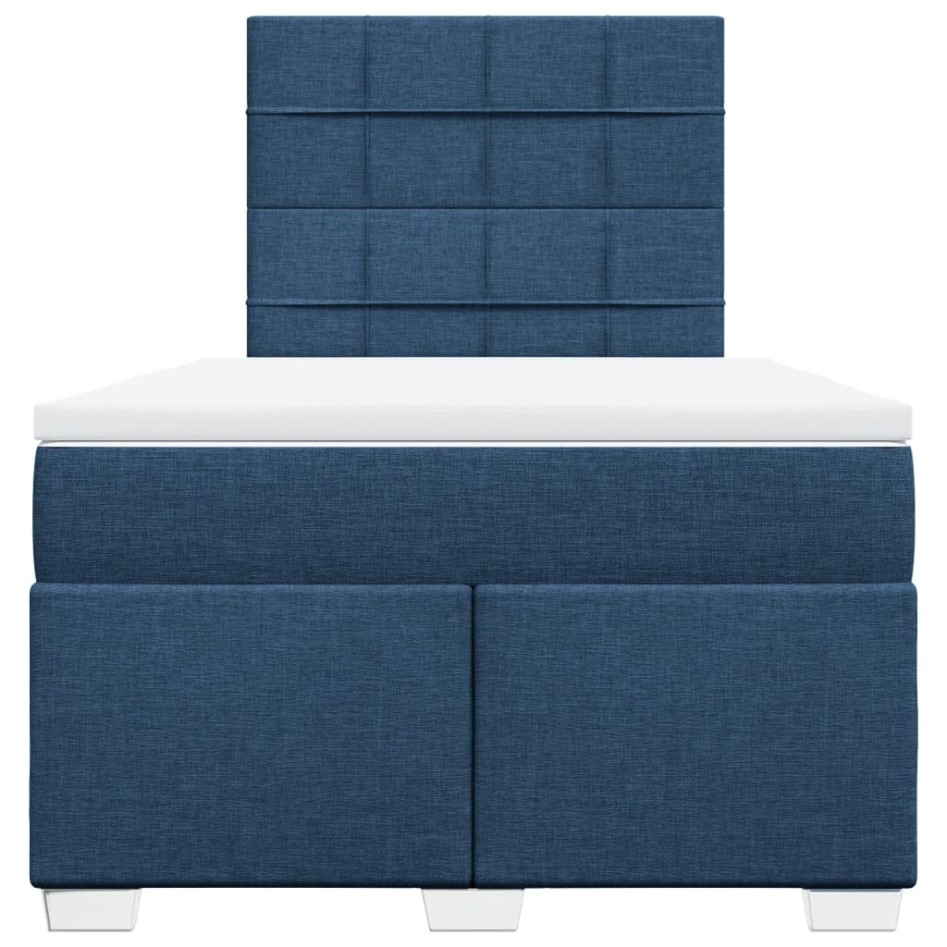 Cama box spring con colchón tela azul 120x190