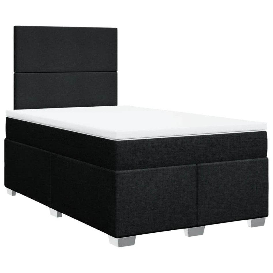 Cama box spring con colchón tela negro 120x200