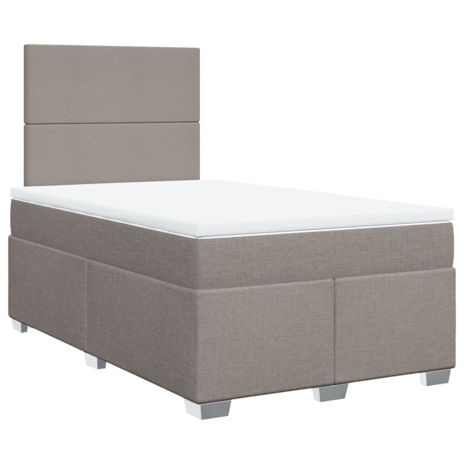 Cama box spring con colchón tela gris taupe 120x200