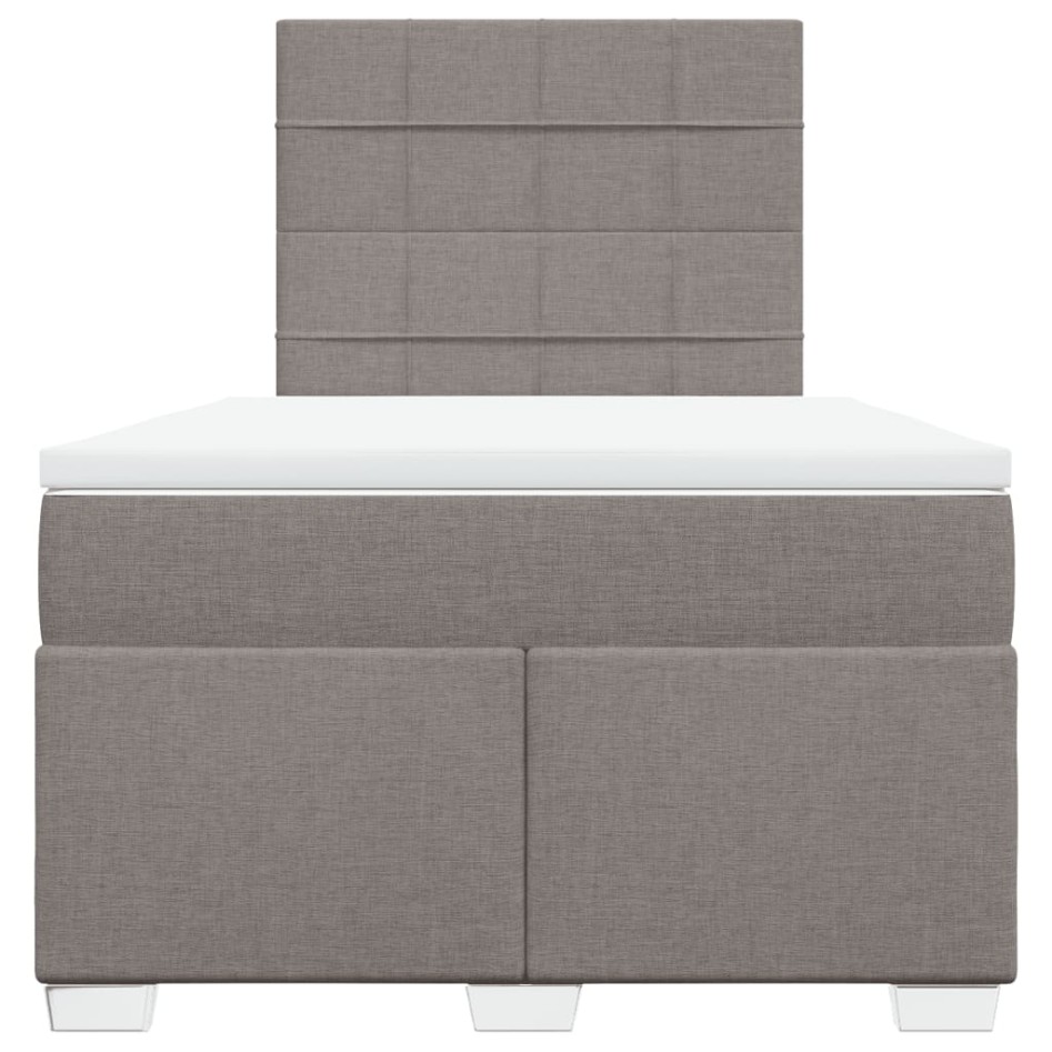 Cama box spring con colchón tela gris taupe 120x200