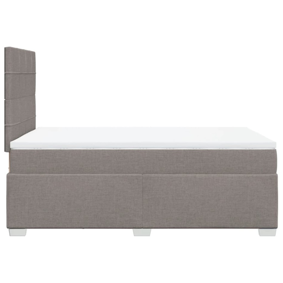 Cama box spring con colchón tela gris taupe 120x200