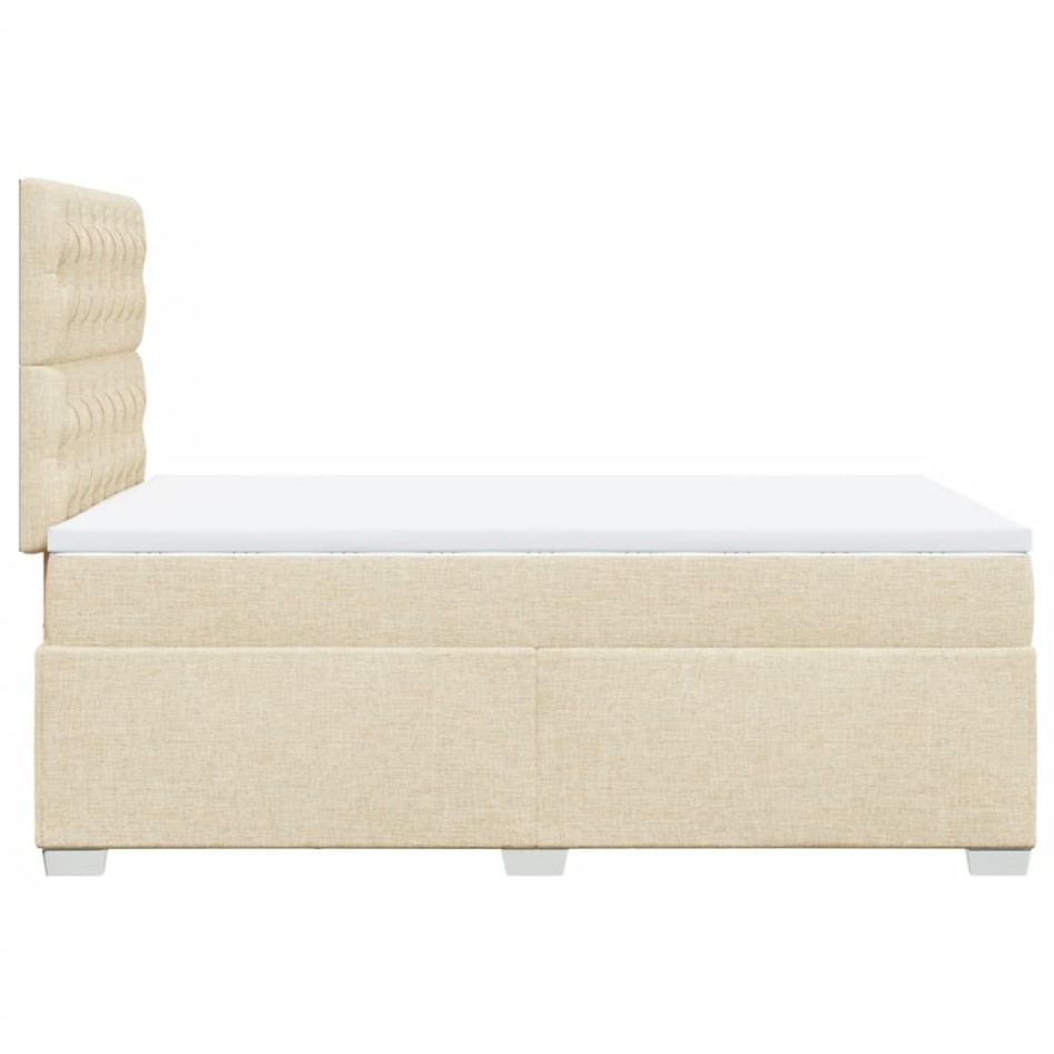 Cama box spring con colchón tela color crema 120x200