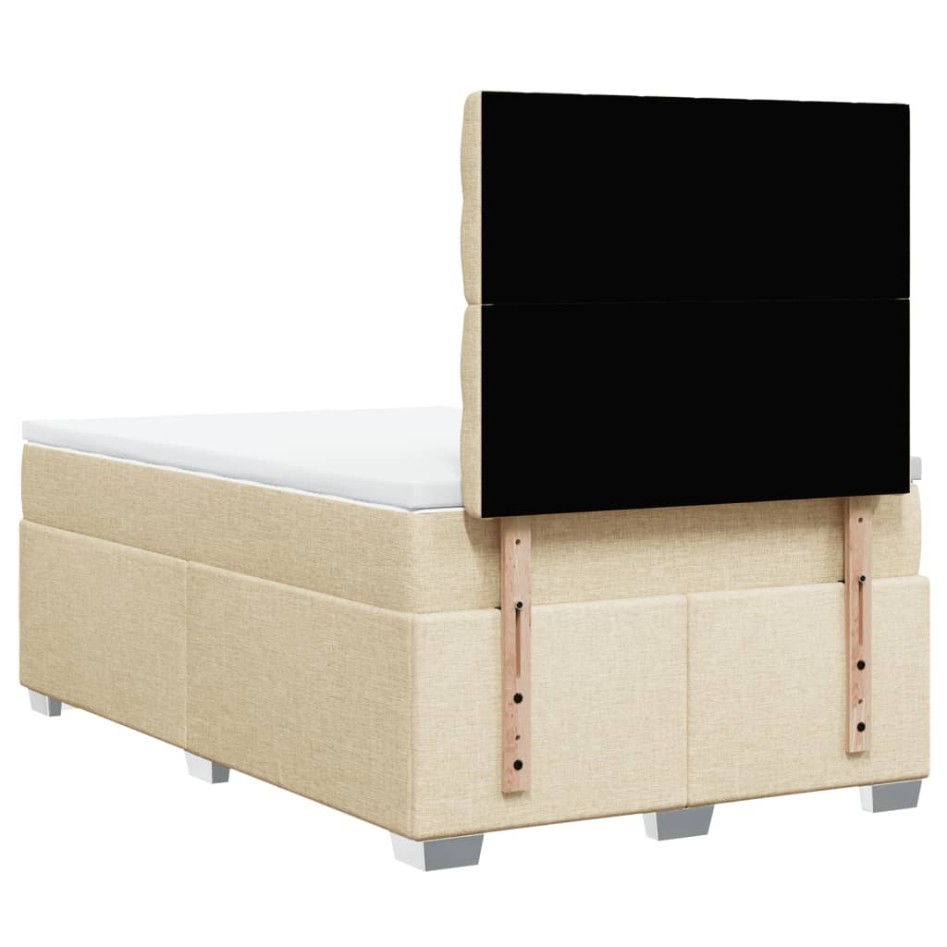 Cama box spring con colchón tela color crema 120x200