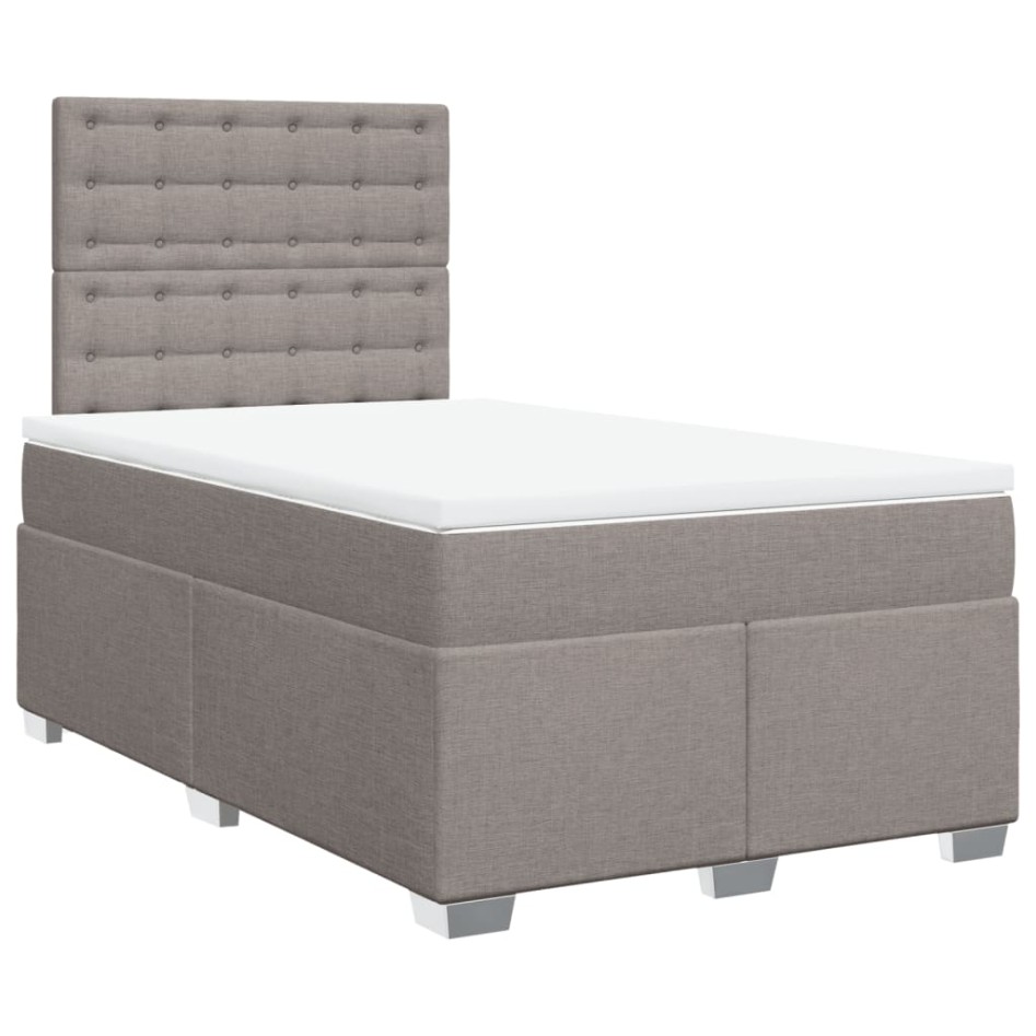 Cama box spring con colchón tela gris taupe 120x200
