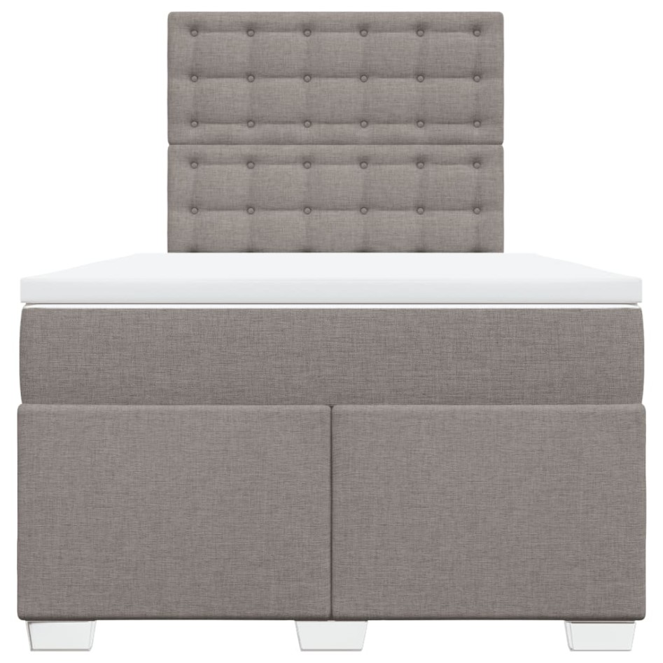 Cama box spring con colchón tela gris taupe 120x200