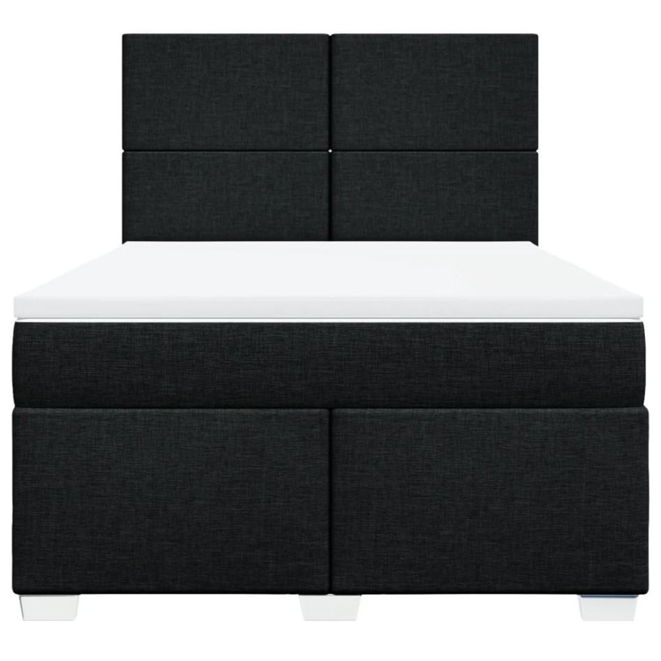 Cama box spring con colchón tela negro 140x190