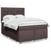 Cama box spring con colchón tela marrón oscuro 140x190 cm