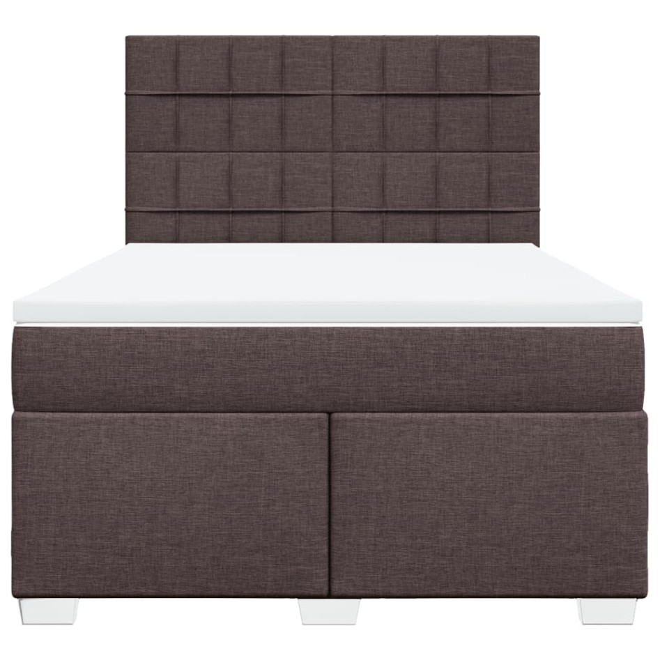 Cama box spring con colchón tela marrón oscuro 140x190
