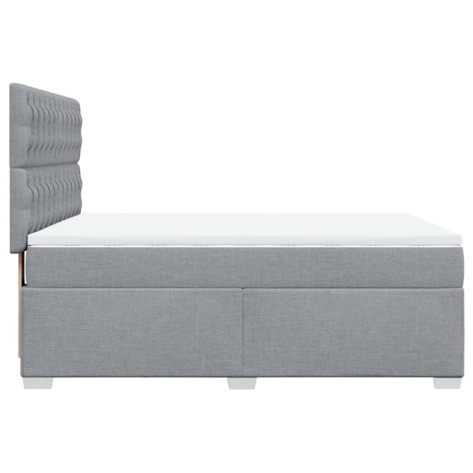 Cama box spring con colchón tela gris claro 140x190
