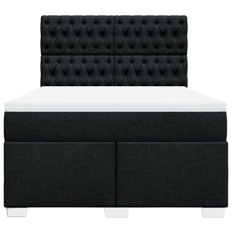 Cama box spring con colchón tela negro 140x190