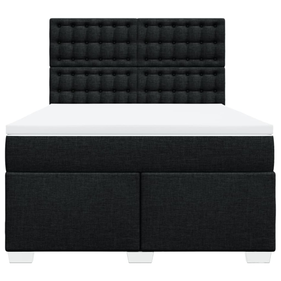 Cama box spring con colchón tela negro 140x190